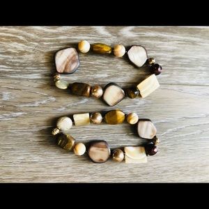 Stretch bracelet beaded bundle neutrals